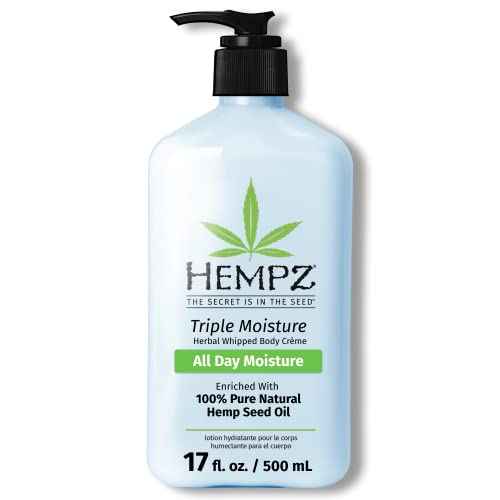 HEMPZ Triple Moisture Body Moisturizer, 17 Oz ? Hydrating Lotion Rich with Minerals, Vitamin C, & Hempseed Oil to Nourish & Repair Extremely Dry or Sensitive Skin for Body