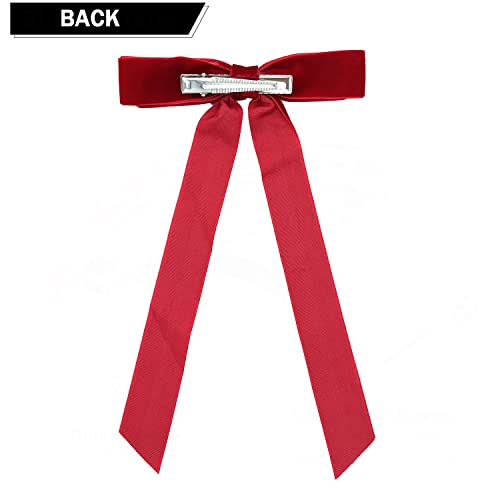 Large Red Velvet Hair Bows For Girls,2 PCS 5 Inch Bows Hair Alligator Clips Accessories for Women Girls Toddlers Kids