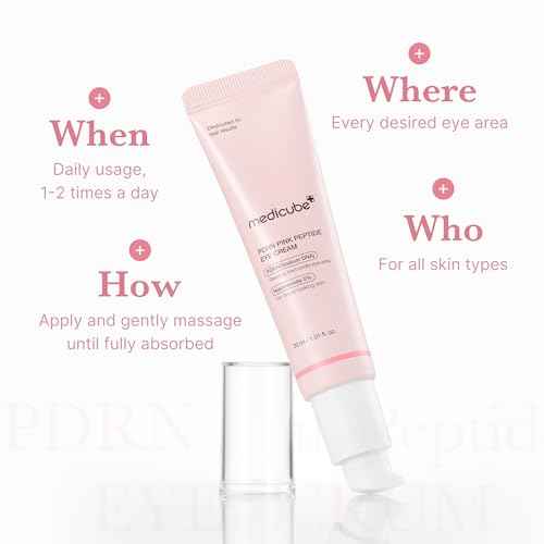 medicube Salmon DNA PDRN Pink Peptide Eye Serum with Niacinamide and 99% Purity Retinol for Fine Lines, Uneven Skin Tone, Korean Skin Care 1.01fl.oz