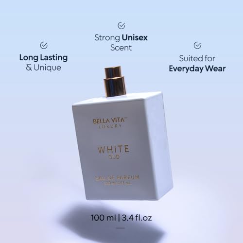 BellaVita Luxury White OUD Unisex Perfume 100Ml | Premium Arabic Men and Women Perfumes | Notes of Artemisia, Musk, Oud Vetiver and Freesias | Exquisite Unisex Arabian Perfume for Women & Men