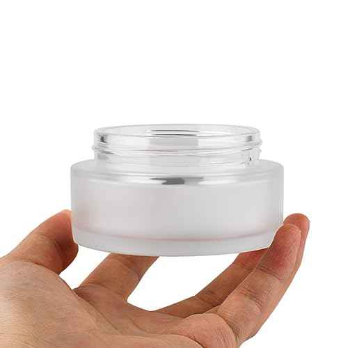 2PCS 5ml Empty Glass Cream Jars Sample Vials Bottles Holder with Bamboo Lid Round Frosted Glass Cosmetic Container Pot for Makeup Cream Lotion