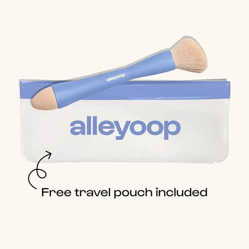 Alleyoop Multi-Tasker 4-in-1 Travel Makeup Brush Set ? Compact Makeup Brushes with Blending Sponge, Eyeshadow, Eyebrow & Liner, Blush & Bronzer Brush ? Mini Makeup Tools Kit for Women, Vegan