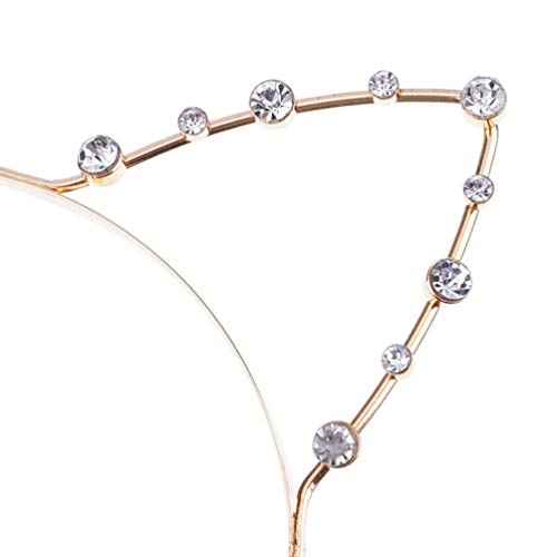 Jilukibo Rhinestone Cat Ears Headband Crystal Kitty Hair Band for Women, Lovely Alloy Cat Ears Hair Hoop for Halloween Cosplay Costume Party (Gold)