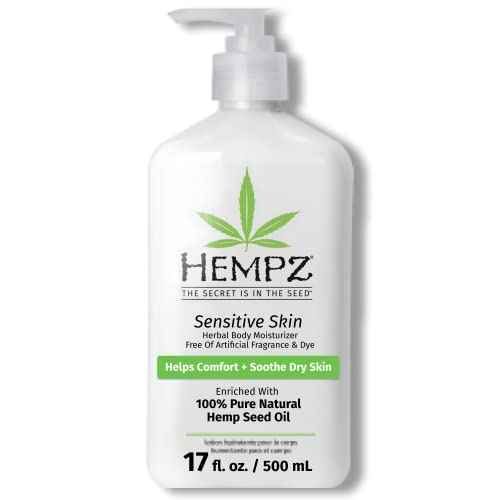 Hempz Sensitive Skin Herbal Moisturizer: Soothing Lotion with Oatmeal, Shea Butter, Hemp, Cocoa, Mango Seed - 17 Fl Oz
