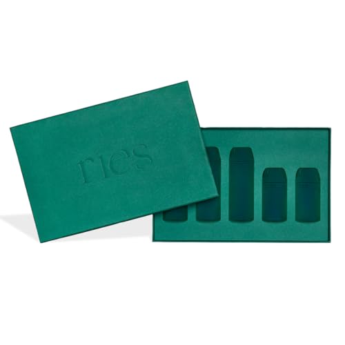 Refillable Toiletry Travel Bottles ? Set of 5 (3.4oz & 1.7oz) Airless Pump Containers for Shampoo, Conditioner, Body, Face ? Leak-Proof, TSA-Approved, Dishwasher Safe- Escapade Green with Gift Box