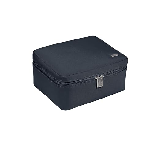 Away Cosmetics Bag, Makeup Bag with Detachable Brush Roll, Waterproof, Clear Zip Pockets, Travel Friendly, Navy Blue