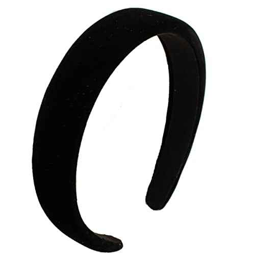 Black Velvet Padded Headbands for Women Fashion Non slip Comfortable Head Bands for Women (Black, one size)