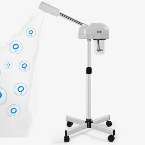 Stand Professional Ozone Facial Steamer with Touch Control, Adjustable Height & Rolling Base, 360¡Æ Rotatable Nozzle, Hot Mist Function, Use for Home, Salon SPA (White)