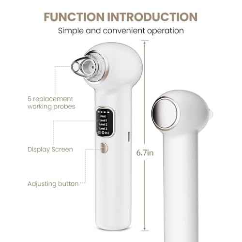 Pore Vacuum Blackhead Remover Kit - 5 Suction Heads & Extractor Tools, 3 Adjustable Suction Levels - Facial Pore Cleansing for Women&Men (White)