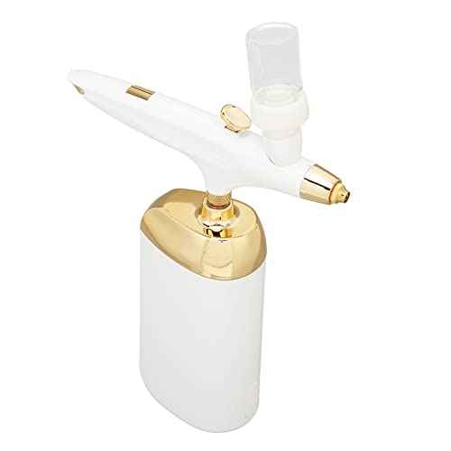 Oxygen Facial Airbrush Portable Makeup Skin Care Nano Mist Sprayer Device with Adjustable Atomization for Beauty Salon Home Use ABS Material 5ml Liquid Cup (White Set)