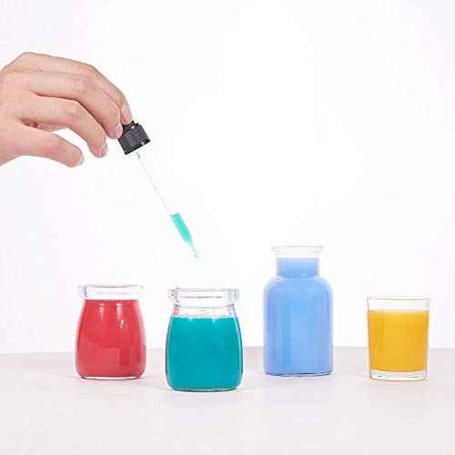 PH PandaHall 18-410 Glass Eye Droppers for Essential Oil, Set of 12 Pressure Rotating Cover Oil Droppers Pipettes Roller Tops for 100ml Dropper Bottles, Perfume, 12.5x2.16cm, Inner diameter 1.93cm