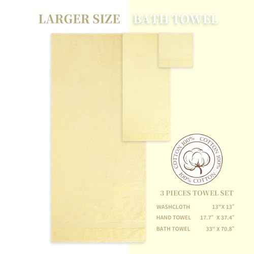 1 Piece Ultra Soft Washcloths Towels( 13x13 "), 100% Cotton Face Cloths, Highly Absorbent, Fade Resistant, Multi-Purpose Wash Cloths & Hand Towels, Face towels for Bathroom, Hotel, Spa, and Gym-Yellow