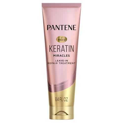 Pantene Keratin Leave-In Conditioner with Argan Oil, Protein Treatment for Dry, Damaged & Color-Treated Hair, Repairs Split Ends & Protects from Damage, Formaldehyde-Free, 8.4 Fl Oz
