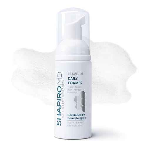 Shapiro MD Hair Growth Experts Leave-In Daily Foam, DHT Fighting Vegan Formula for Thinning Hair Developed by Dermatologists, Experience Healthier, Fuller & Thicker Looking Hair, 1 Month Supply