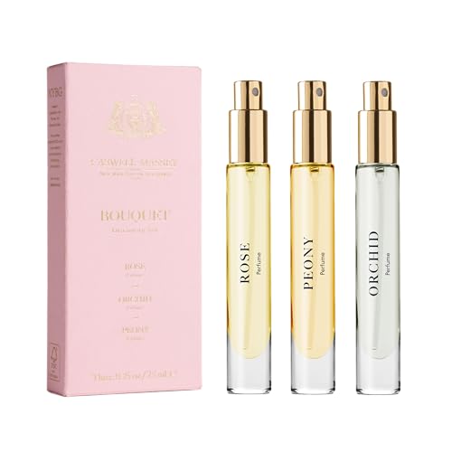 Caswell-Massey Bouquet Discovery Set ? Includes Peony, Orchid & Rose ? Travel Size Perfume for Women, Vibrant Floral Scents ? Botanical Perfume Gift Set ? Made in USA, 0.25 Fl Oz Each