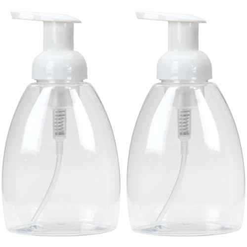 Ginger Lily Farms Foaming Soap Dispenser, Refillable Plastic Pump Bottles for Liquid Hand Soap, 12 oz. Clear Bottle with White Pump, 2-Pack