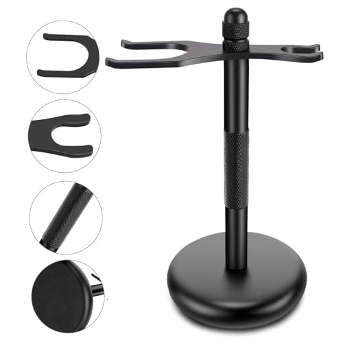 Safety Razor and Brush Stand Holder with Synthetic Hair Shaving Brush with Solid Wood Handle Prolong The Life of Your Shaving Brush