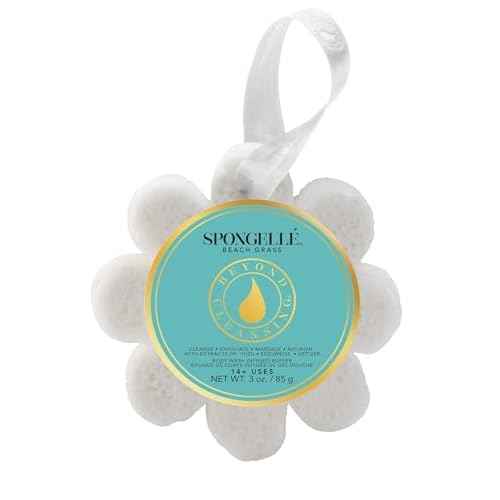Spongelle Beach Grass Wild Flower Buffer Body Scrubber | Bath & Shower Loofah for Women | Exfoliator with Body Wash Infused Sponge | 14+ uses