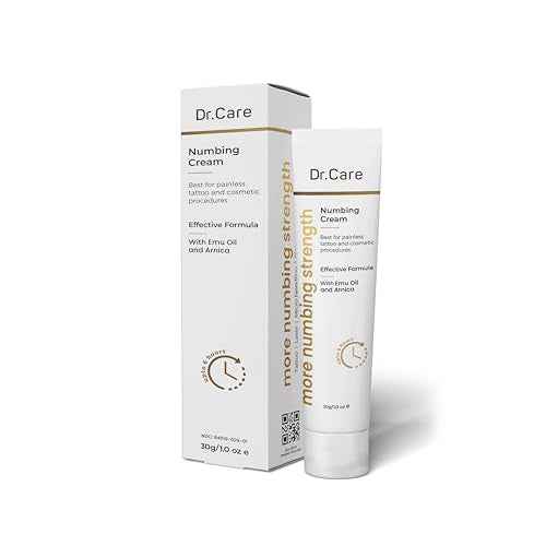 Dr Care Numbing Cream 5% Extra Numbing Strength ? For Before and After Cosmetic Procedure - Ideal for Tattoos, Waxing, Laser, Microneedling ? Best Numbing Cream (1.0 oz - Pack of 1)
