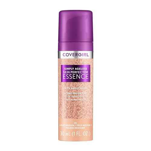 Covergirl Simply Ageless Skin Perfector Essence Foundation, 30 Light-Medium,Tinted Skincare Makeup Hybrid, Sheer Tint, Radiant Finish, Glowy Finish, Vegan Formula, 1.0oz