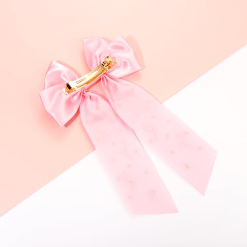 Flamingo Hair Bows for Women Tropical Flamingo Hair Clips Crystal Jeweled Big Pink Bows Satin Hair Ribbon Barrettes Boho Hawaiian Summer Beach Accessories Costume Outfits Party Favors (Pattern A1)