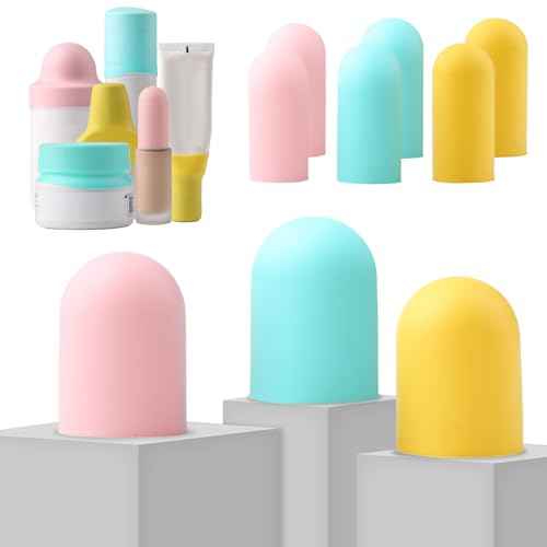 9 Pack Silicone Bottle Covers for Traveling, Airplane Travel Essentials for Women, Beach Vacation and Cruise Ship Travel Accessories, Travel Size Toiletries, Must Haves, Leak Proof