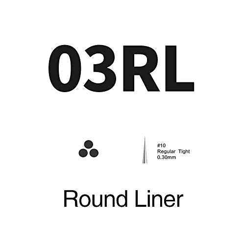 Stigma #10 (3RL) Bugpin Tattoo Cartridges Disposable Tattoo Cartridge Needles with Membrane Safety Cartridges for Tattoo Artists Round Liner 50Pcs Super Value Pack EN05-50-1003RL