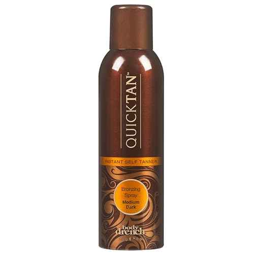 Body Drench QuickTan Instant Self Tanner Bronzing Spray, Salon-Quality Medium/Dark Tan, Streak-Free, Tinted Formula, 6 oz, 1-pack