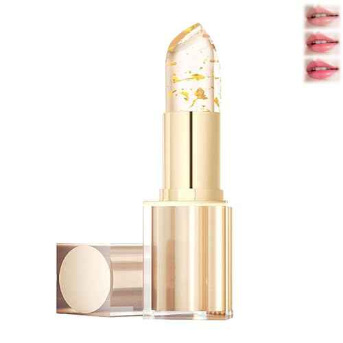 Transferproof Color Changing Lipstick,Gold Crystal Ph Lipstick Color Changing,Clear Lip stick That Changes Color,Long Lasting 24 Hours Moisturizing Glossy Shine Lip Gloss for Women (1pcs)