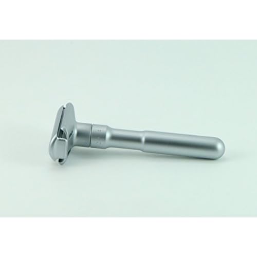 G.B.S Safety Razor, Matte Silver Finish Adjustable Tension and Friendly Shave Brush Badge Bristles Leather Protective Razor Blades
