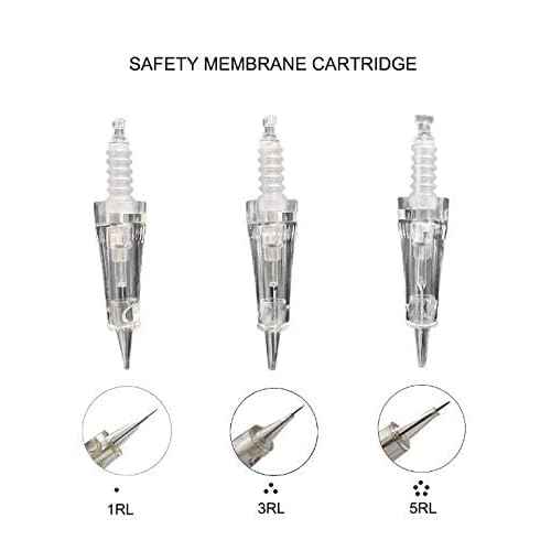 10 PCS 3RL M Permanent Make Up Needle Cartridge With Safety Membrane for Cordless Tattoo Machine Ombre Powder Brow By Mellie Microblading Shading Eyeliner Lip Tattoo (3P/RL With Membrane)