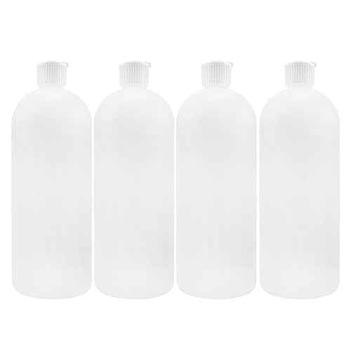 Cornucopia Brands 32oz Flip Top Plastic Squeeze Bottles (4-Pack); XL Dilution Bottle for Shampoo, Dog Grooming, Liquids Mixing, Squirt Spout