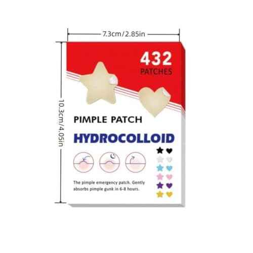 Heart Shape Acne Pimple Patch, Hydrocolloid Spot Cover Stickers, 432 Pieces