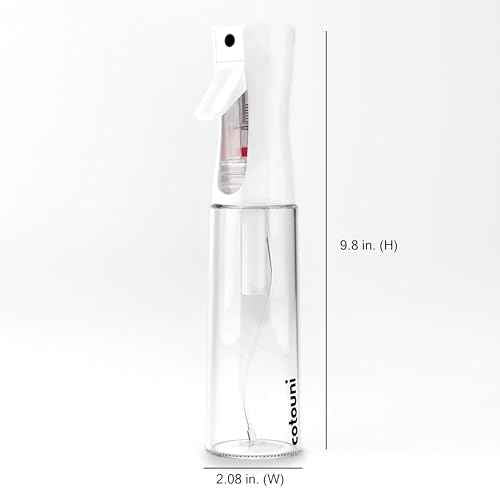 Continuous Spray Bottle for Hair Care, Hydrating Skin Care | Plant Mister or Squirt Bottle for Ironing and Cleaning, 10.1 fl oz/300 mL Clear Glass, 9.8"(H) x 2.08"(W)