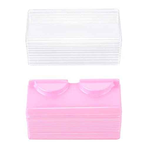 Blulu 50 Packs Minifalse Eyelash Storage Box Empty False Eyelash Care Storage Case Box Container Holder Plastic Lash Cases Makeup Organizer (Pink)