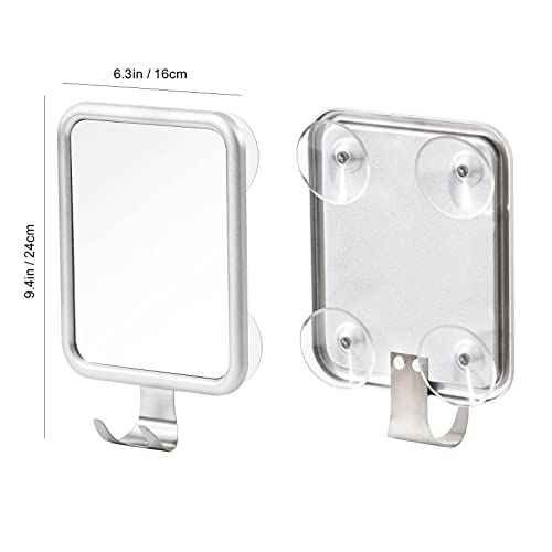 Ettori Shower Mirror Fogless for Shaving- with 4 Suctions, Anti Fog Mirror for Shower, Bathroom, Vanity, Bathtub, Razor Holder for Men