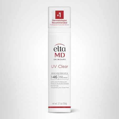 EltaMD UV Clear Face Sunscreen SPF 46, Oil Free Sunscreen with Zinc Oxide, Dermatologist Recommended, For Acne-Prone Sensitive Skin, 3.7 oz