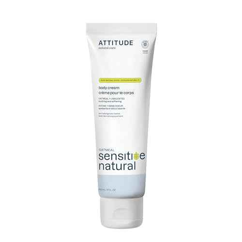 ATTITUDE Body Cream for Sensitive Skin with Oat, EWG Verified, Dermatologically Tested, Vegan, Extra Gentle, Unscented, 8 Fl Oz