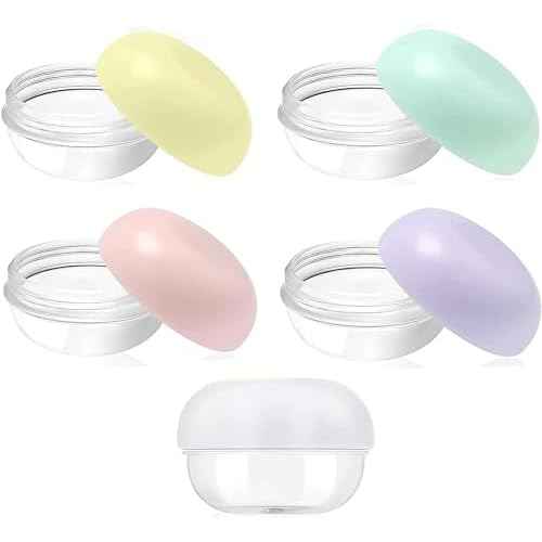 RONRONS Leak Proof Mini Travel Jars, Travel Containers for Creams with Lids and Labels, Travel Bottles Lip Balm Cosmetic for Jewelry Case Toiletries Moisturizer Plastic Small Jar 5 Pcs 10ml