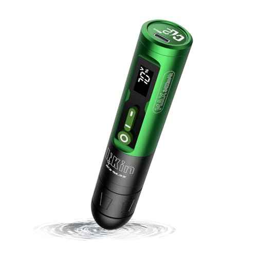 INKin Wireless Tattoo Gun - Rotary Tattoo Pen Machine with 3400mAh Super Battery Brushless Motor Power Supply LED Digital Display for Tattooing Artists and Beginners Run Long Time (CL2 Max Green)