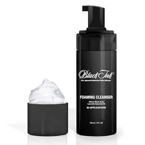 BLACK INK Tattoo Aftercare Tattoo Soap - Raw African Black Soap Foaming Tattoo Cleaner w/Organic Lavender Essential Oil - Tattoo Care Soap for Tattoos - Made in the USA