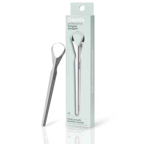 Davids Tongue Scraper for Adults and Kids, 100% Medical Grade Professional Stainless Steel Tongue Scraper, Made in USA