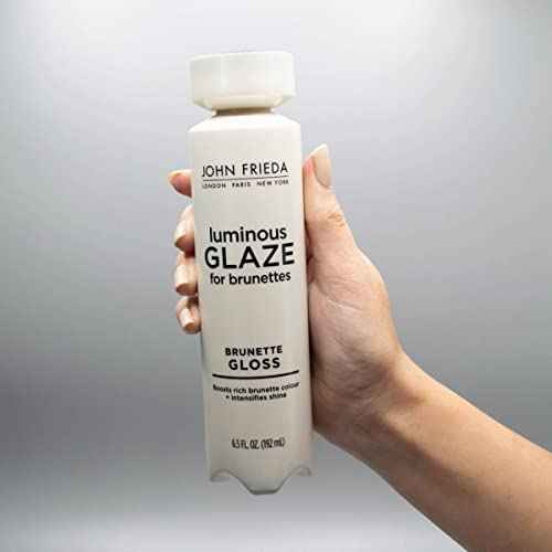 John Frieda Brilliant Brunette Luminous Glaze, Hair Gloss Enhances Rich Color and Boosts Shine for Silky Brunette Hair, Enhances While Mending Damaged Hair Surfaces, 6.5 Oz