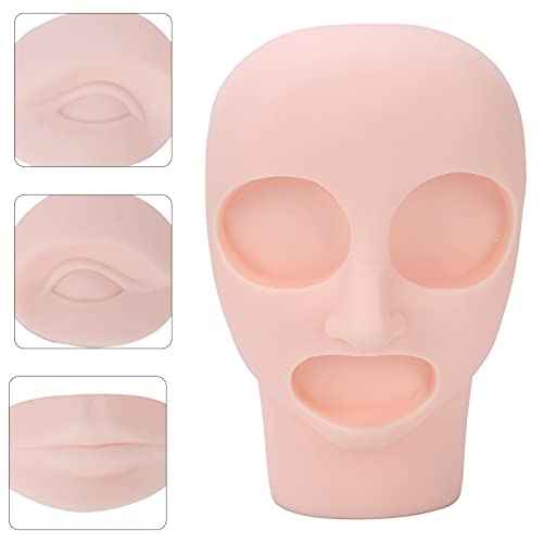Flat Microblading Mannequin Head with Removable Eye and Lip, Soft-Touch Silicone Fake Facial Tattoo Skin Practice Head for Microblading Practice Permanent Makeup