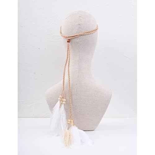 Jumwrit Bohemian Feather Headband Indian Gypsy Headpiece Adjustable Tassel Hairband Hippie Accessories for Women Girls
