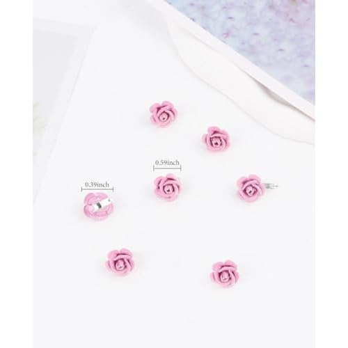 Wecoe Small Pink Rose Flower Hair Accessories - 30 Pcs Tiny Mini Cute Decorative Clips for Women - Ideal for Weddings, Christmas Gifts