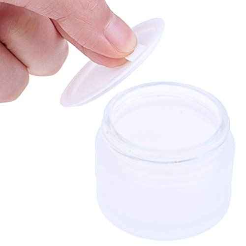 2 Pcs 100 Grams/100 ML Empty Glass Jars Frosted Glass Cosmetic Cream Jar Bottles Pot Wood Grain Lid Refillable Container Cream Box Lotion Face Cream Jar DIY Makeup Lip Balm Eyeshadow