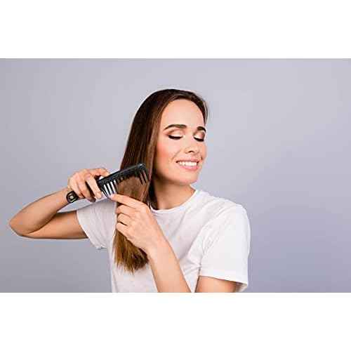 HYOUJIN Black Large Wide Tooth Detangler Paddle Brush - Best Styling Comb for Curly, Wet, Long Hair