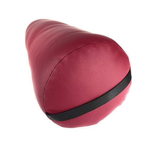 Fluffy Massage Bolster Pillow by NRG - 8"W x 26"L Full Round Massage/Spa Table Bolster with Carrying Strap - Supports Neck, Knees or Ankles - PVC Free Vinyl Upholstery - CFC Free Foam - Color Burgundy