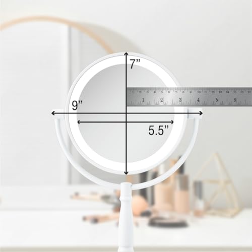 Zadro 9" Round LED Makeup Mirror with Lights and Magnification 5&10X/1X AA Battery Operated Swivel Lighted Makeup Mirror